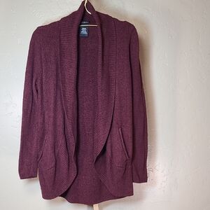 Max & Mia Elegant Burgundy Shawl Collar Cardigan Medium
